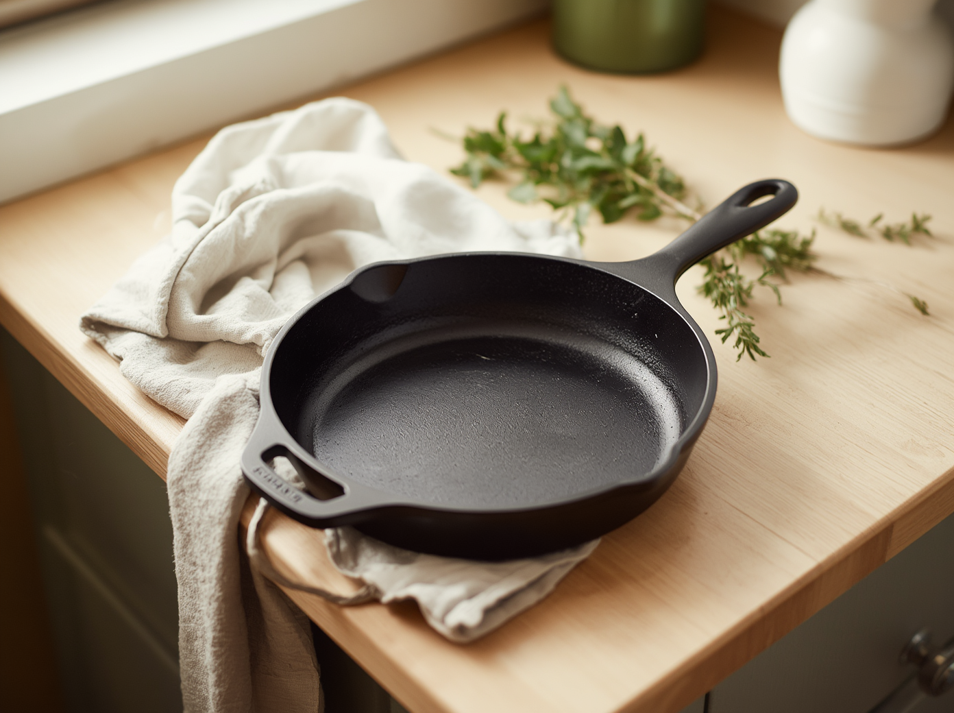 Lodge Cast iron skillet on a counter
