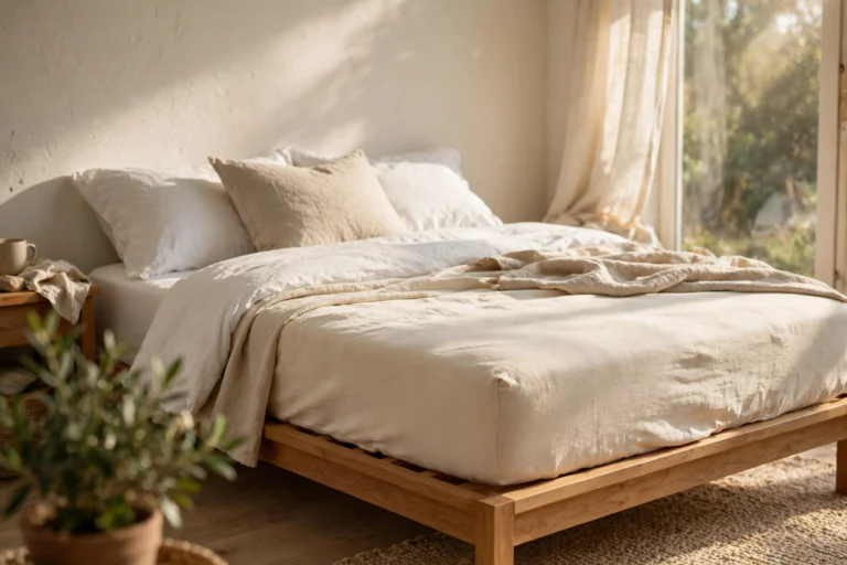 Naturepedic Serenade organic mattress in a bright bedroom